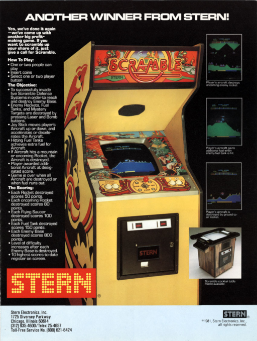 Scramble (Stern) Arcade Game Cover